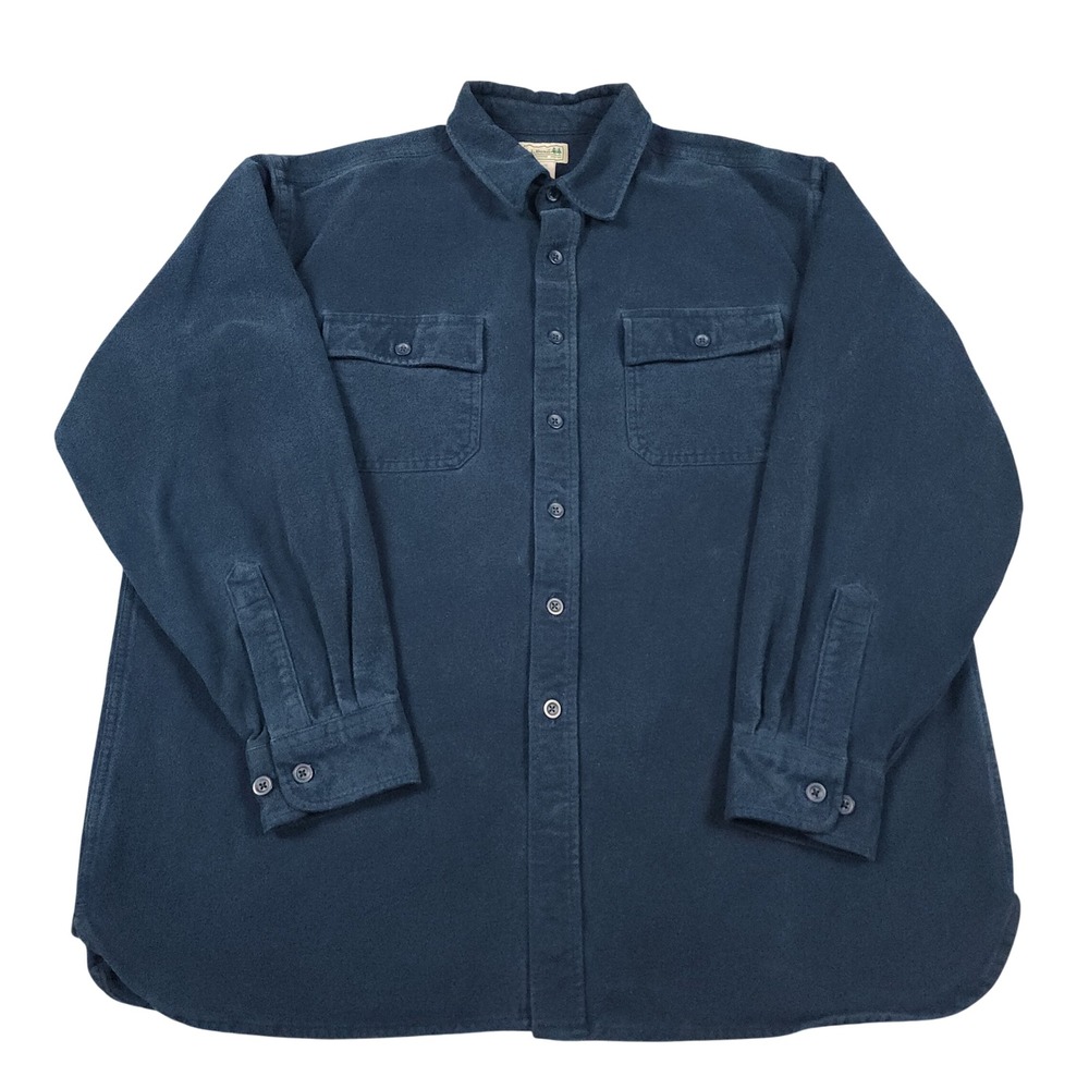 LL Bean Chamois Shirt Mens XL Navy Traditional Fit Heavyweight Flannel Workwear